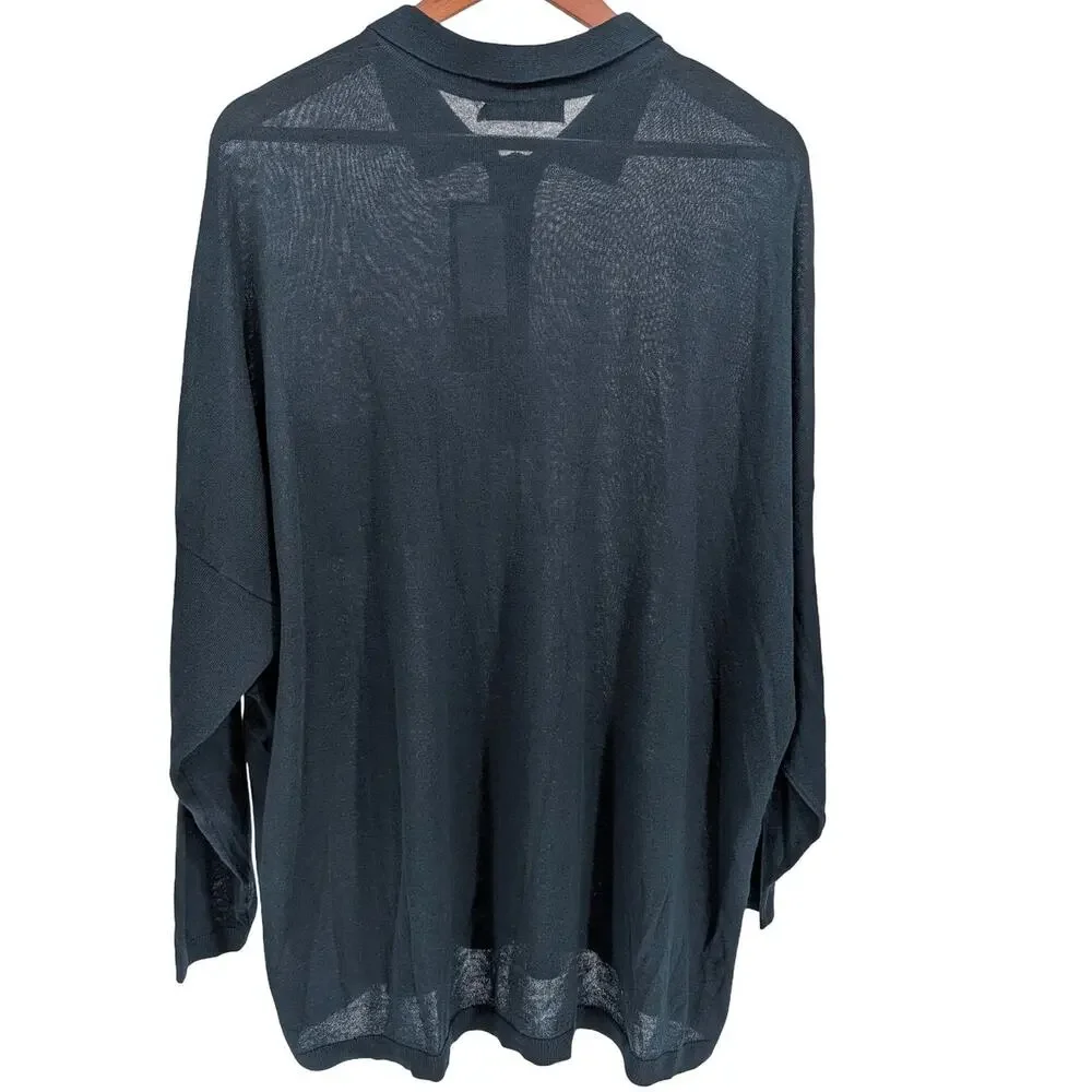 NWT Truth by Republic Wool Silk Blend Lightweight Knit Polo Sweater L